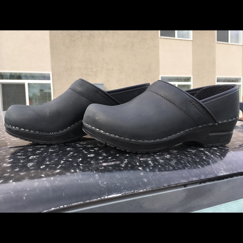Narrow Dansko Stapled Clogs